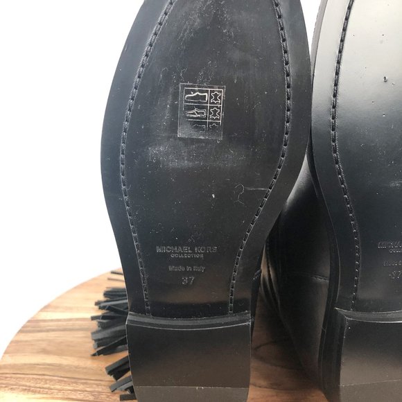 New Michael Kors Collection Ingrid Fringe Leather Moto Western Rock & Roll Boots - Picture 12 of 15